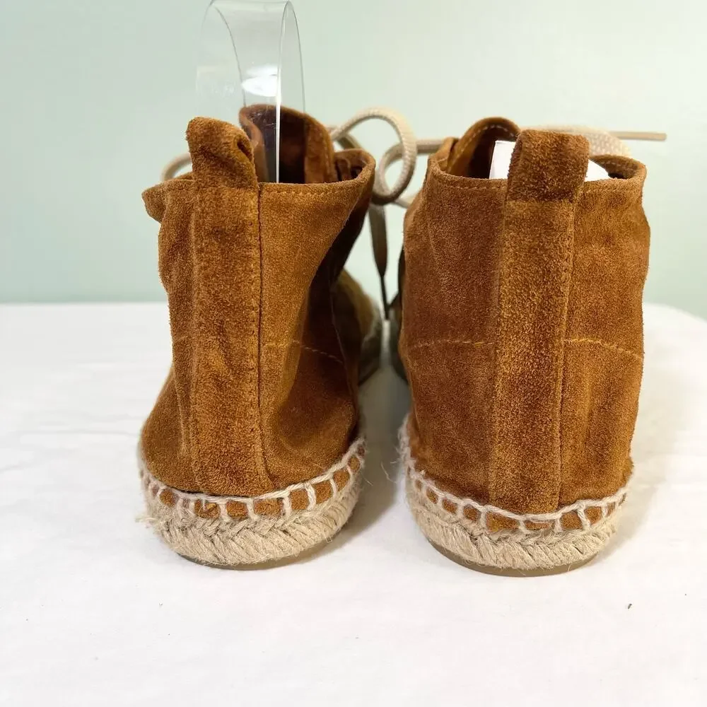 275 Central Espadrille Ankle Boots 39/9 Brown Suede Cabincore Boho Cottagecore